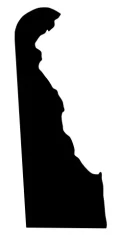 Simple black flat illustration of the state of Delaware