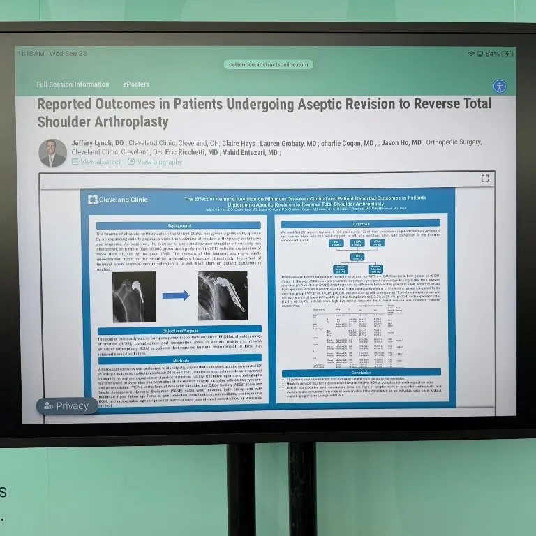 Shoulder and Elbow presentation on a computer screen